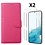Ntech Hoesje Geschikt Voor Samsung Galaxy S23 Hoesje met Pasjeshouder - bookcase – Met 2x Screenprotector / gehard glas – Roze