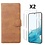 Ntech Hoesje Geschikt Voor Samsung Galaxy S23 Hoesje met Pasjeshouder - bookcase – Met 2x Screenprotector / gehard glas – Bruin