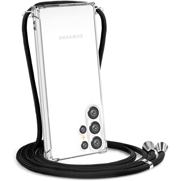 Ntech Hoesje Geschikt Voor Samsung Galaxy S23 Ultra hoesje met koord transparant Siliconen