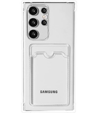 Ntech Samsung S23 ultra hoesje met pasjeshouder transparant Shock proof