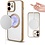 Ntech Hoesje Geschikt voor iPhone 12 Pro Magsafe hoes backcover – Lens beschermer – Transparant / Goud