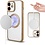 Ntech Hoesje Geschikt voor iPhone 12 Pro – Met Magnetisch Ring Magesafe compatibel backcover – Lens beschermer – Transparant / Goud