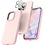 Ntech Hoesje Geschikt voor iPhone 14 – Liquid siliconen backcover met 2x glazen screenprotector en camera lens protector – Licht Roze