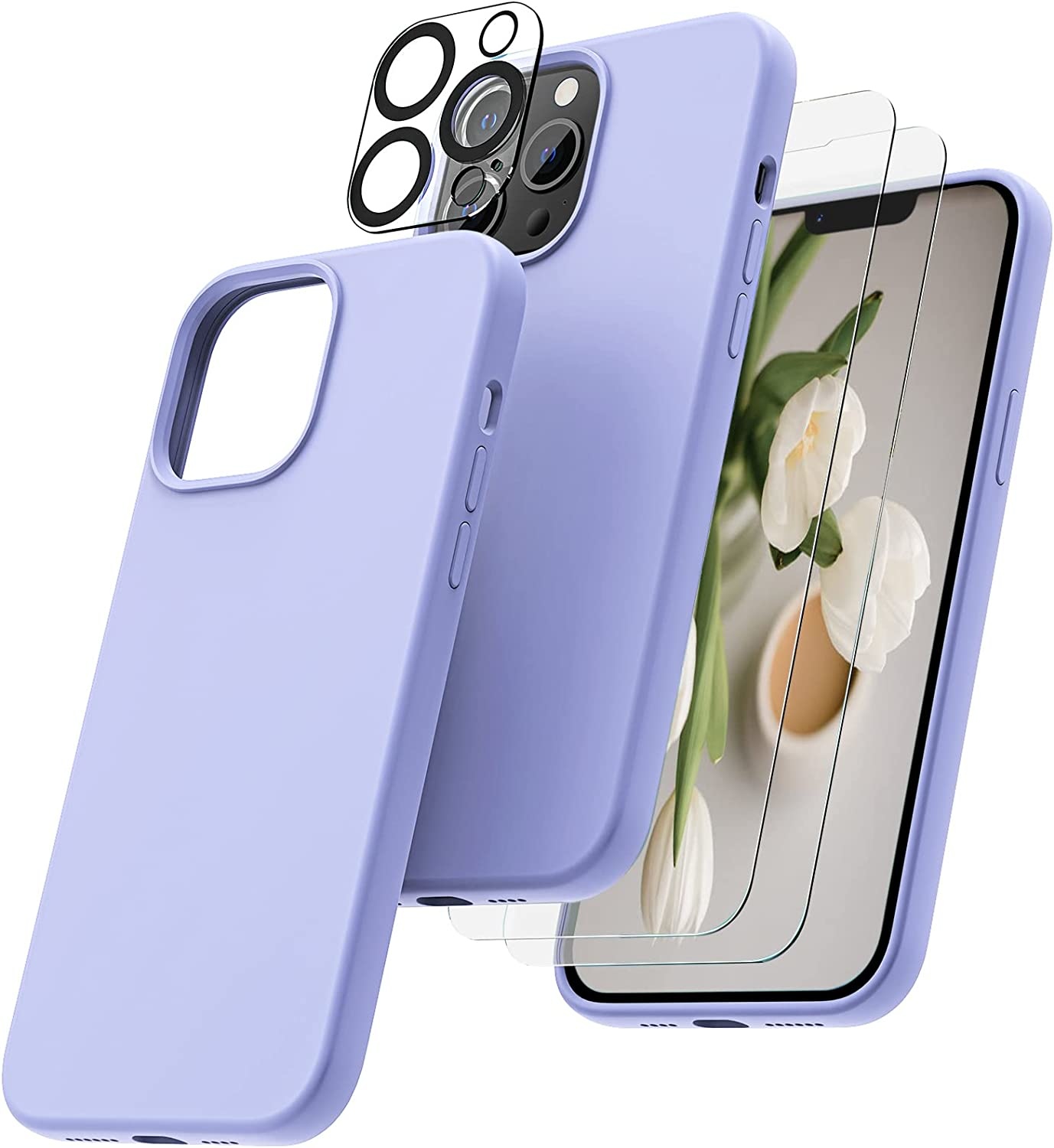 Bekentenis van nu af aan Additief iPhone 14 Plus hoesje Silicone case Lila & 2X Glazen Screenprotector -  iPhone 14 Plus camera lens screenprotector - Phonecompleet.nl