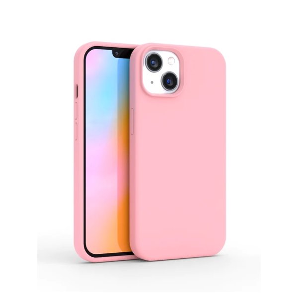 Ntech Hoesje Geschikt voor iPhone 14 - zacht siliconen - Liquid Backcover – Licht Roze