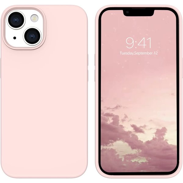 Ntech Hoesje Geschikt voor iPhone 14 - zacht siliconen - Liquid Backcover – Zand Roze