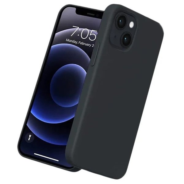 Ntech Hoesje Geschikt voor iPhone 14 Plus - zacht siliconen - Liquid Backcover - Zwart