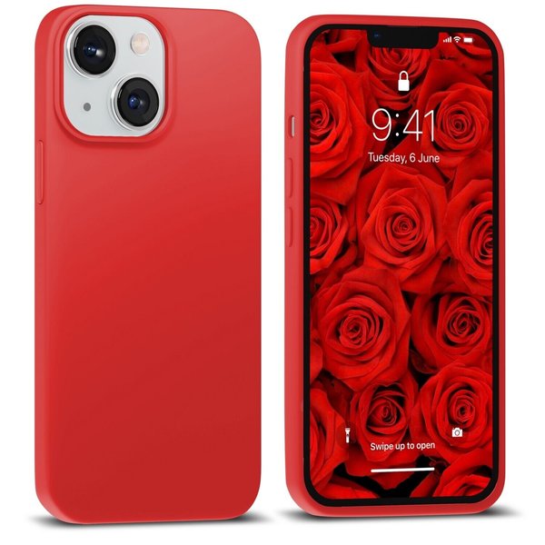 Ntech Hoesje Geschikt voor iPhone 14 Plus - zacht siliconen - Liquid Backcover - Rood