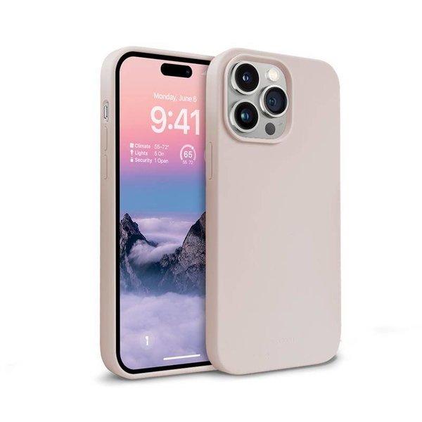 Ntech Hoesje Geschikt voor iPhone 14 Pro - zacht siliconen - Liquid Backcover - zand roze
