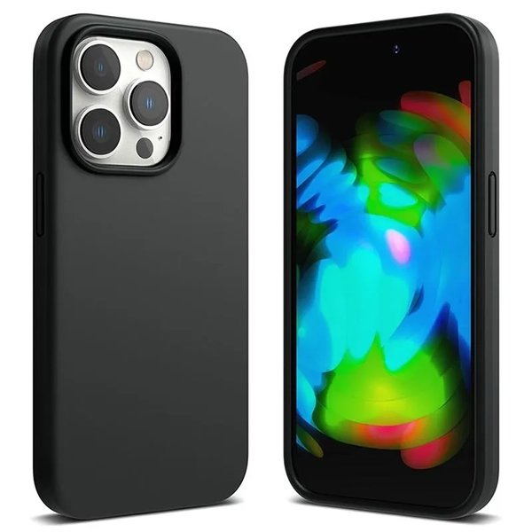 Ntech Hoesje Geschikt voor iPhone 14 Pro Max - zacht siliconen - Liquid Backcover - Zwart