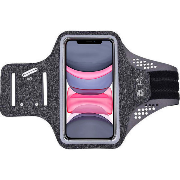 Ntech Geschikt voor iPhone 11 hardloop telefoonhouder – armband - sportband - van stof - Zwart