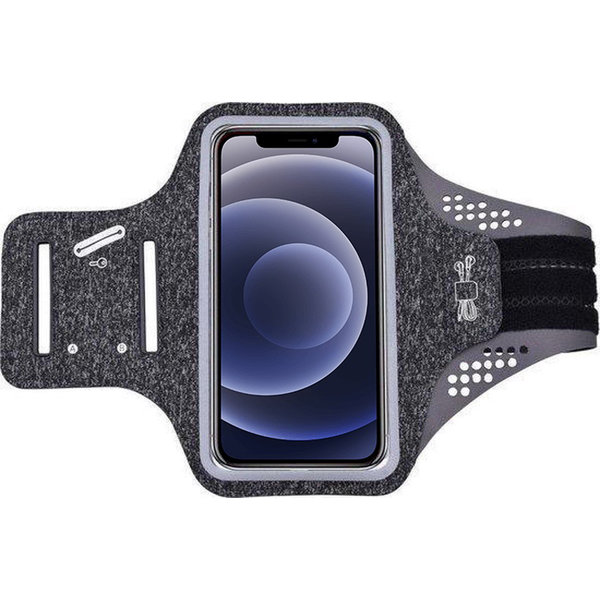 Ntech Geschikt voor iPhone 12 hardloop telefoonhouder – armband - sportband - van stof - Zwart