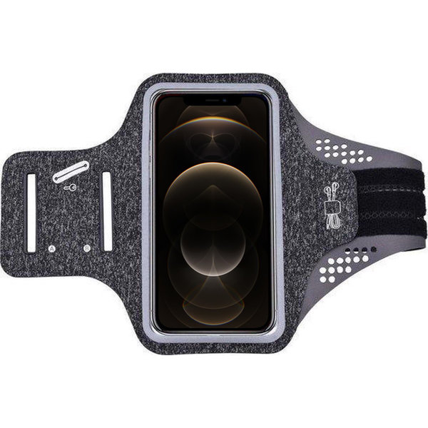 Ntech Geschikt voor iPhone 12 Pro hardloop telefoonhouder – armband - sportband - van stof - Zwart