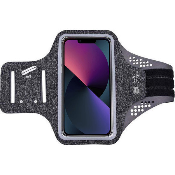Ntech Geschikt voor iPhone 13 hardloop telefoonhouder – armband - sportband - van stof - Zwart