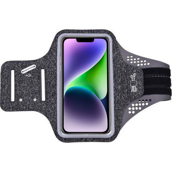 Ntech Geschikt voor iPhone 14 plus hardloop telefoonhouder – armband - sportband - van stof - Zwart