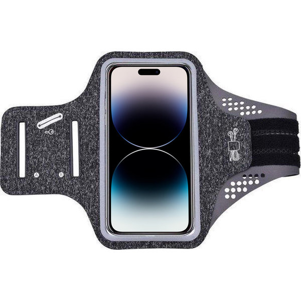 Ntech Geschikt voor iPhone 14 Pro Max hardloop telefoonhouder – armband - sportband - van stof - Zwart