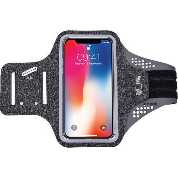 Ntech Geschikt voor iPhone X hardloop telefoonhouder – armband - sportband - van stof - Zwart