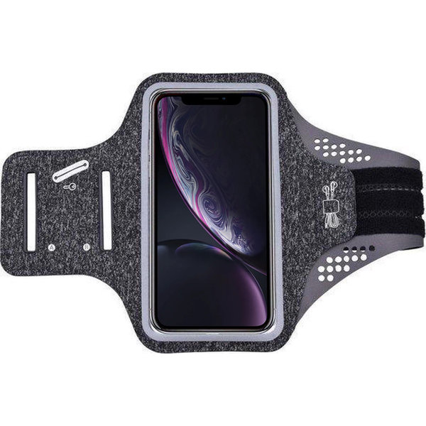 Ntech Geschikt voor iPhone Xr hardloop telefoonhouder – armband - sportband - van stof - Zwart