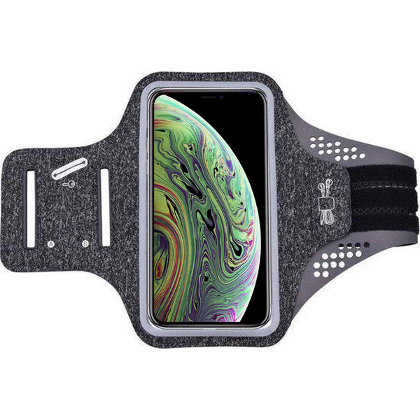 Ntech Geschikt voor iPhone Xs hardloop telefoonhouder – armband - sportband - van stof - Zwart