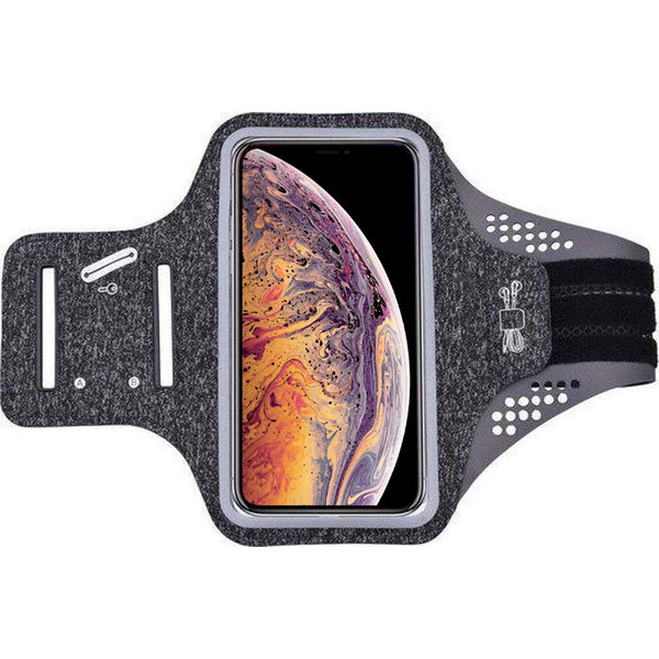 Ntech Geschikt voor iPhone Xs Max hardloop telefoonhouder – armband - sportband - van stof - Zwart