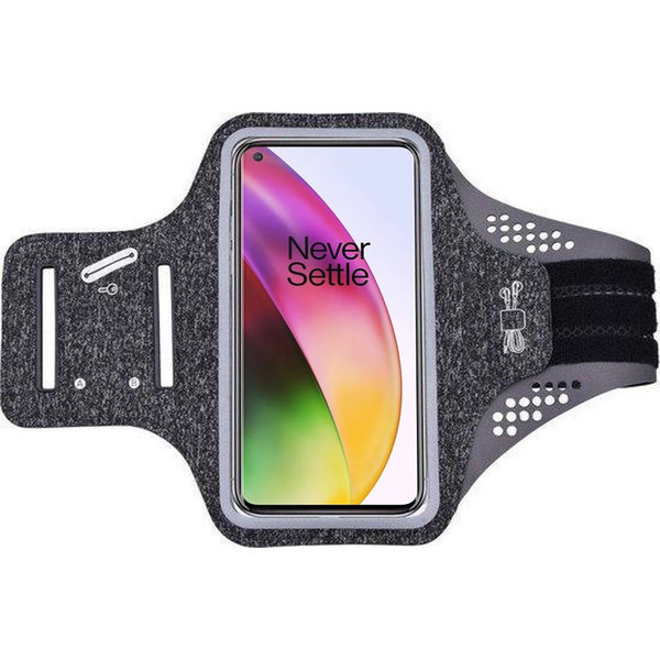 Ntech Hoesje Geschikt voor OnePlus 8 hardloop telefoonhouder – armband - sportband - van stof - Zwart