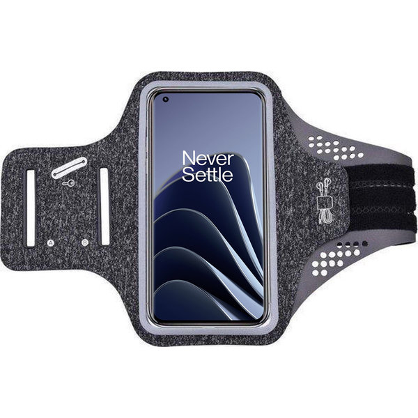 Ntech Hoesje Geschikt voor Oneplus 10 Pro hardloop telefoonhouder – armband - sportband - van stof - Zwart