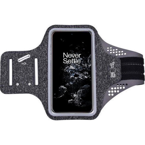 Ntech Hoesje Geschikt voor Oneplus 10T hardloop telefoonhouder – armband - sportband - van stof - Zwart