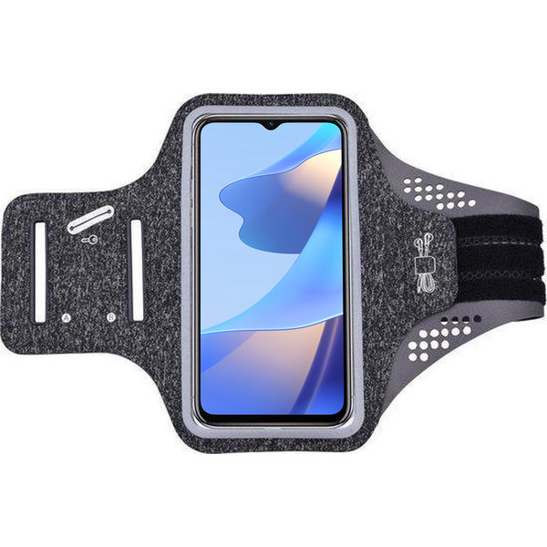 Ntech Hoesje Geschikt voor Oppo a16 hardloop telefoonhouder – armband - sportband - van stof - Zwart