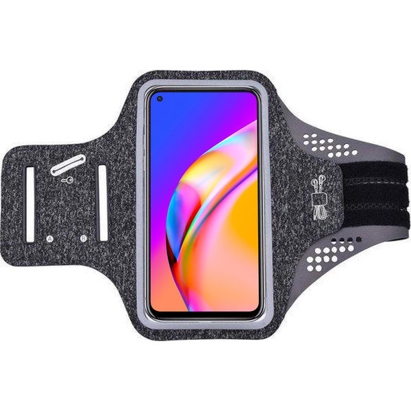 Ntech Hoesje Geschikt voor Oppo a94 hardloop telefoonhouder – armband - sportband - van stof - Zwart