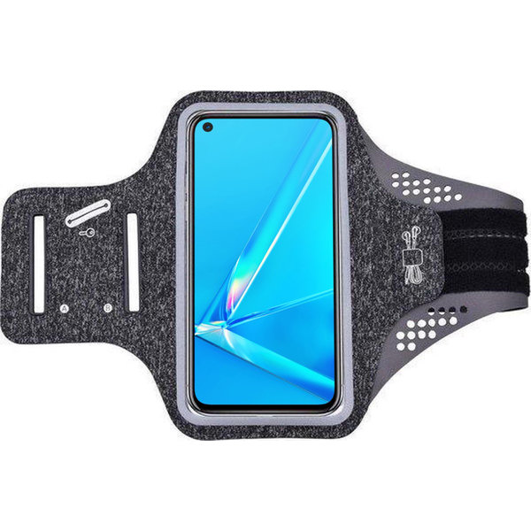 Ntech Hoesje Geschikt voor oppo-a92-1 hardloop telefoonhouder – armband - sportband - van stof - Zwart