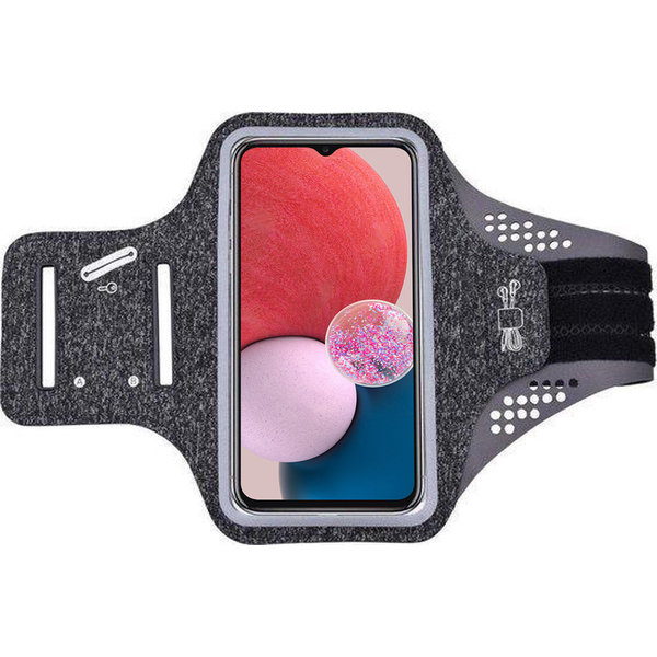 Ntech Hoesje Geschikt voor Samsung Galaxy A13 hardloop telefoonhouder – armband - sportband - van stof - Zwart