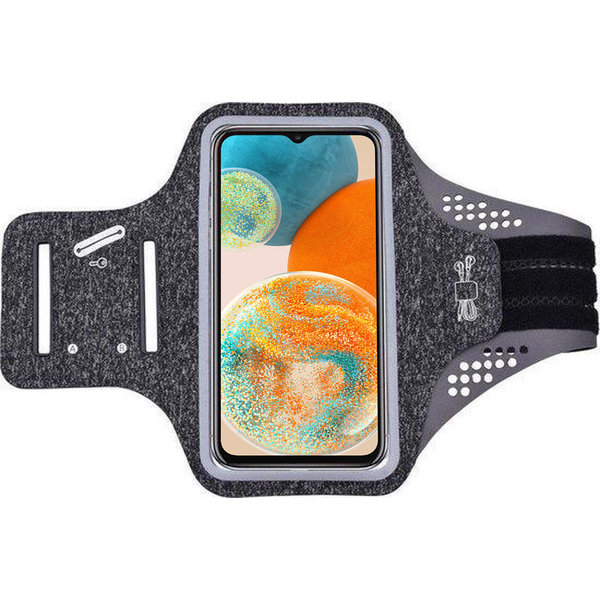 Ntech Hoesje Geschikt voor Samsung Galaxy A23 hardloop telefoonhouder – armband - sportband - van stof - Zwart
