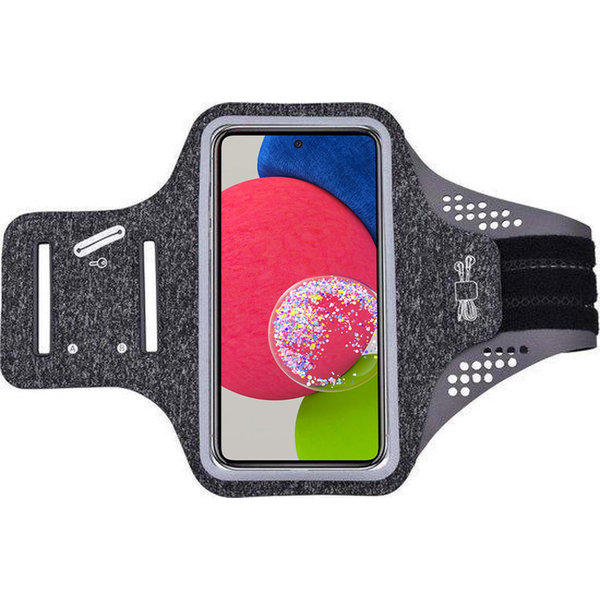 Ntech Hoesje Geschikt voor Samsung Galaxy A52s hardloop telefoonhouder – armband - sportband - van stof - Zwart