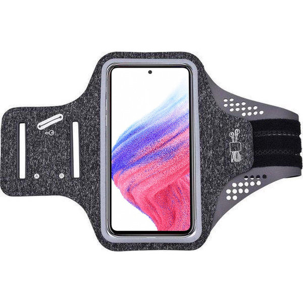 Ntech Hoesje Geschikt voor Samsung Galaxy A71 hardloop telefoonhouder – armband - sportband - van stof - Zwart