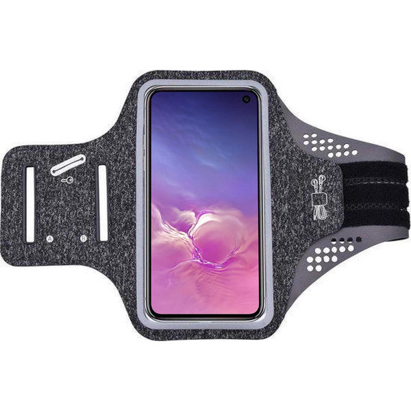 Ntech Hoesje Geschikt voor Samsung Galaxy S10 hardloop telefoonhouder – armband - sportband - van stof - Zwart