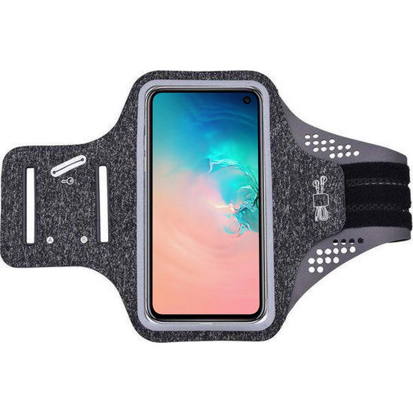 Ntech Hoesje Geschikt voor Samsung Galaxy S10e hardloop telefoonhouder – armband - sportband - van stof - Zwart