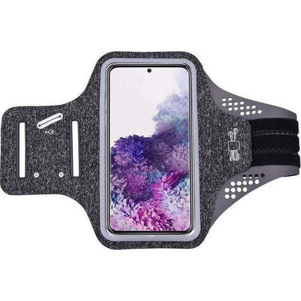 Ntech Hoesje Geschikt voor Samsung Galaxy S20 hardloop telefoonhouder – armband - sportband - van stof - Zwart