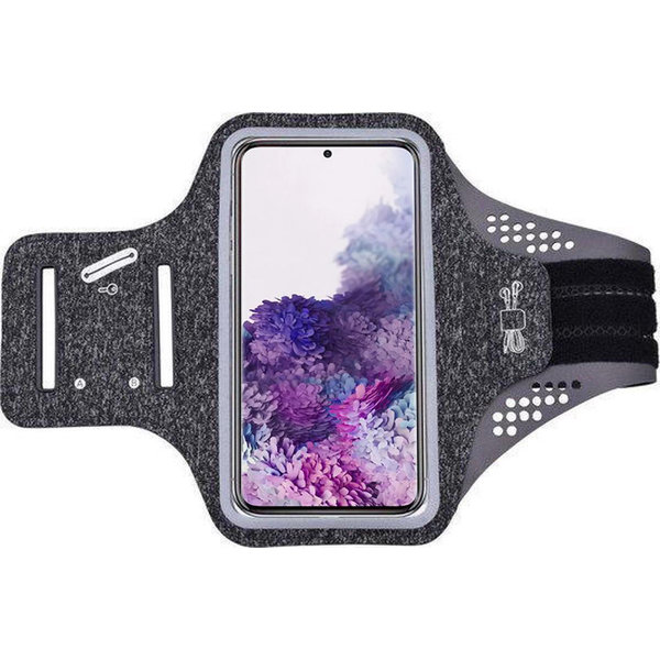 Ntech Hoesje Geschikt voor Samsung Galaxy S20 Plus hardloop telefoonhouder – armband - sportband - van stof - Zwart