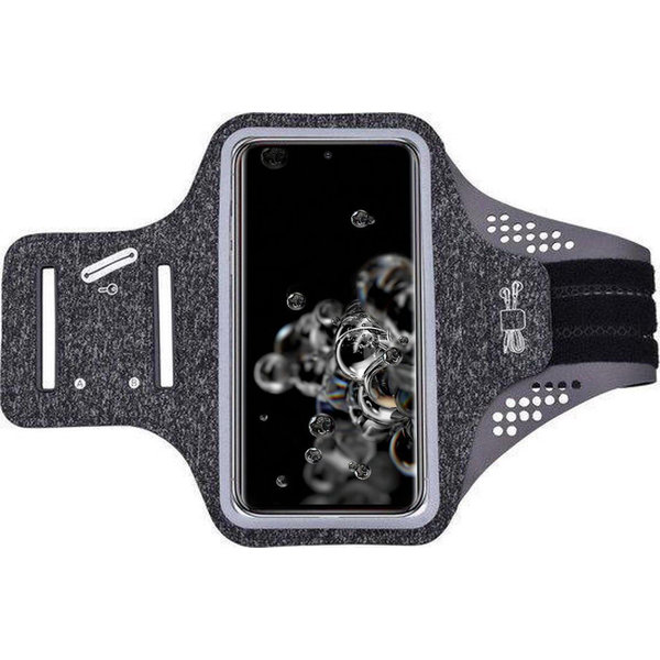 Ntech Hoesje Geschikt voor Samsung Galaxy S20 Ultra hardloop telefoonhouder – armband - sportband - van stof - Zwart