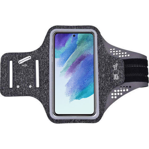 Ntech Hoesje Geschikt voor Samsung Galaxy S21 hardloop telefoonhouder – armband - sportband - van stof - Zwart