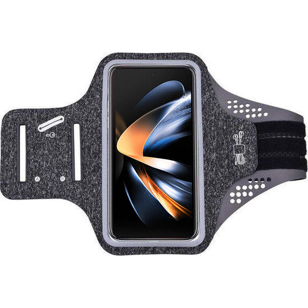 Ntech Hoesje Geschikt voor Samsung Galaxy Z Fold 4 hardloop telefoonhouder – armband - sportband - van stof - Zwart