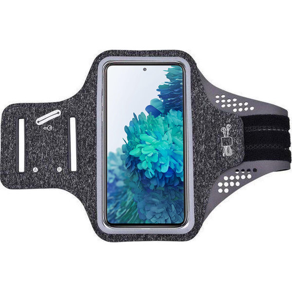 Ntech Hoesje Geschikt voor Samsung Galaxy S20 FE hardloop telefoonhouder – armband - sportband - van stof - Zwart