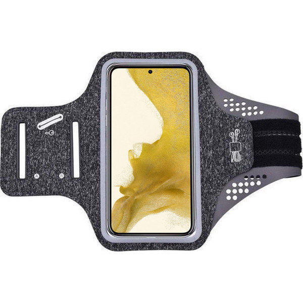 Ntech Hoesje Geschikt voor Samsung Galaxy S22 hardloop telefoonhouder – armband - sportband - van stof - Zwart