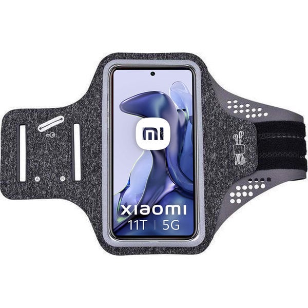 Ntech Hoesje Geschikt voor Xiaomi 11T hardloop telefoonhouder – armband - sportband - van stof - Zwart