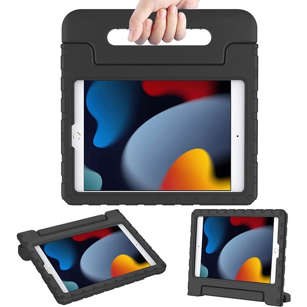 Ntech iPad 2021 Hoes Kinderen Zwart - iPad 10.2 (2019) kinderen Hoes - iPad 10.2 (2020) Hoes Kidsproof Backcover met handvat - Ntech