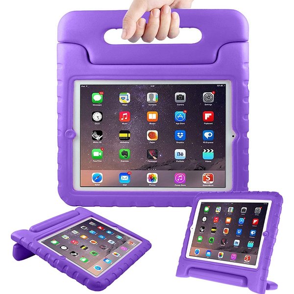 Ntech Hoes geschikt voor iPad 2 / 3 / 4 hoes kinderen Paars - Hoes geschikt voor iPad 3 kinderen Hoes - Hoes geschikt voor iPad 4 hoesjes Kidsproof Backcover met handvat - Ntech