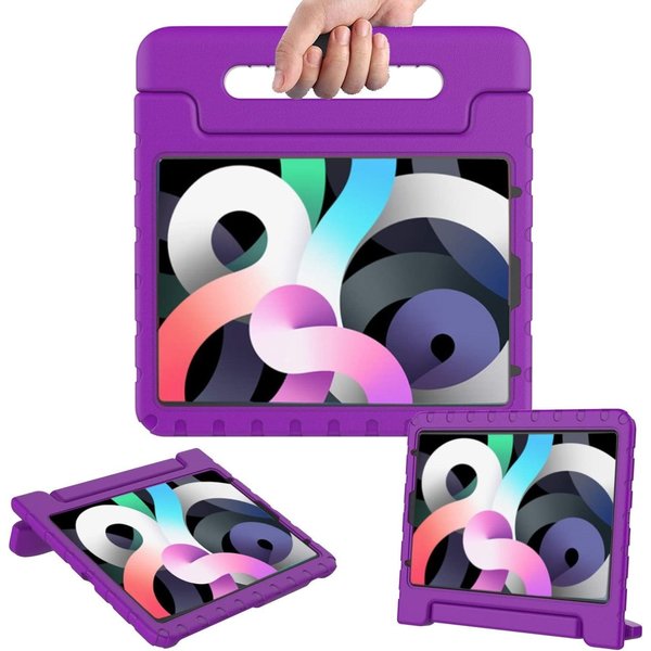 Ntech Hoes geschikt voor iPad Air 2022 kinderen Paars - Hoes geschikt voor iPad Air 4 10.9 kinderen Hoes - Hoes geschikt voor iPad 5th generatie hoesjes Kidsproof Backcover met handvat - Ntech