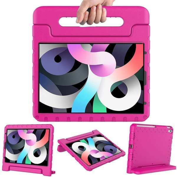 Ntech Hoes geschikt voor iPad Air 2022 kinderen Roze - Hoes geschikt voor iPad Air 4 10.9 kinderen Hoes - Hoes geschikt voor iPad 5th generatie hoesjes Kidsproof Backcover met handvat - Ntech