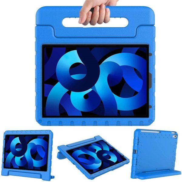 Ntech Hoes geschikt voor iPad Air 2022 kinderen Blauw - Hoes geschikt voor iPad Air 4 10.9 kinderen Hoes - Hoes geschikt voor iPad 5th generatie hoesjes Kidsproof Backcover met handvat - Ntech