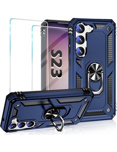 Ntech Samsung S23 Hoesje Anti-Shock Hybrid Armor hoesje Blauw